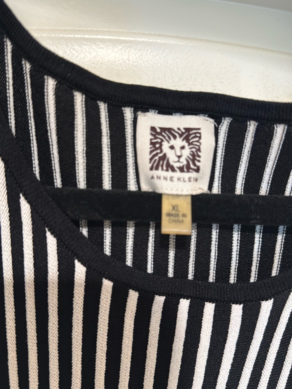 Anne Klein Black and White Sleeveless Striped Midi Dress - Picture 2 of 2